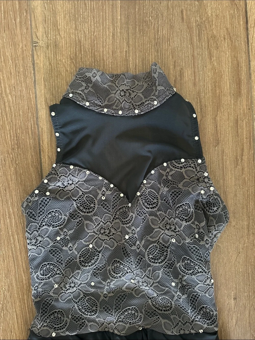 Reverence Elegant Black Lace Bodice Asymmetric dance, jazz , Halloween costume.